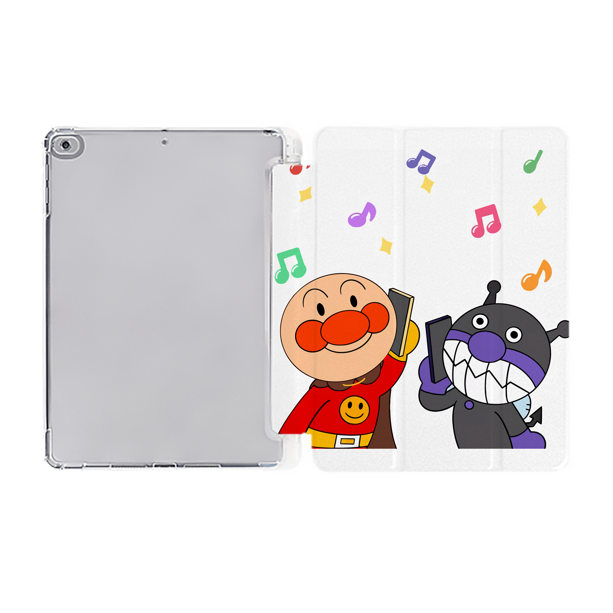 （画像用） アンパンマン Anpanman IPad ケース ペン収納付き 三つ折りスタンド PUレザー×シリコン 対応機種9.5/10.5/10.9インチ